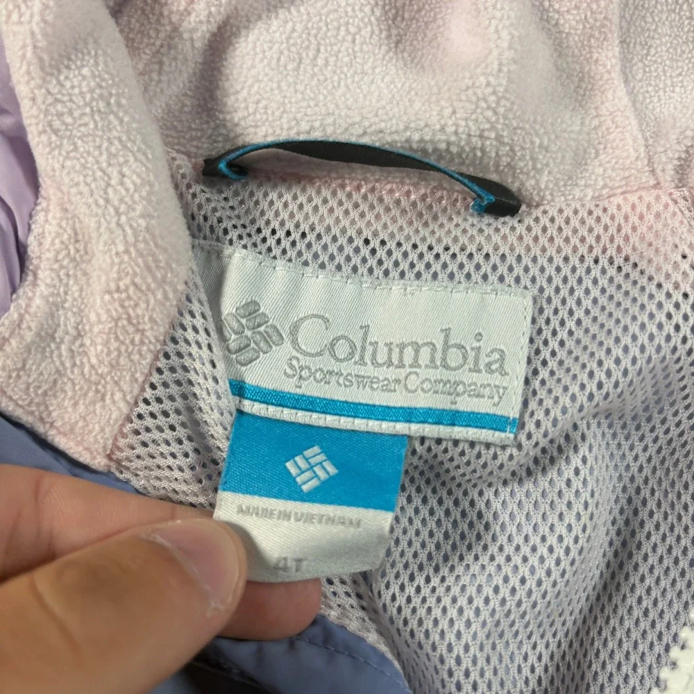 Columbia Kids Blue Pink Animal Ear Hooded Full Zip Windbreaker Jacket 4T